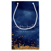 Luxe Navy Blue Gold Shopping Bag Geschenktasche Kleine Geschenktüte (Rückseite)