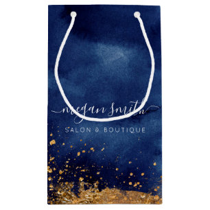 Luxe Navy Blue Gold Shopping Bag Geschenktasche Kleine Geschenktüte