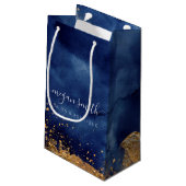 Luxe Navy Blue Gold Shopping Bag Geschenktasche Kleine Geschenktüte (Rückseite Schrägansicht)