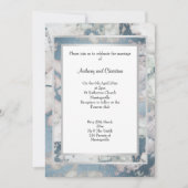 LUXE NAVY BLUE SILVER MARBLE WEDING INVITATION EINLADUNG (Vorderseite)