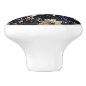 Luxe Navy Gold Blumenmuster Keramikknauf (Seitenansicht)