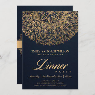 LUXE NAVY GOLD CLASSIC VERZIERT MANDALA DINNER PAR EINLADUNG