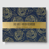 LUXE NAVY GOLD KRAFT ELEGANTE ROSE BLUMENWEDD GÄSTEBUCH (Vorderseite)