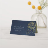 LUXE NAVY GOLD KRAFT ELEGANTE ROSE BLUMENWEDD PLATZKARTE (Rückseite)