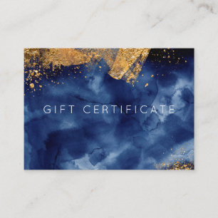 Luxe Navy Gold Watercolor Geschenkgutschein Visitenkarte