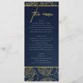 LUXE NAVY IMITATS GOLD KRAFT ELEGANT ROSE FLORAL M MENÜKARTE (Vorderseite)