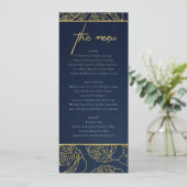 LUXE NAVY IMITATS GOLD KRAFT ELEGANT ROSE FLORAL M MENÜKARTE (Stehend Vorderseite)
