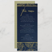 LUXE NAVY IMITATS GOLD KRAFT ELEGANT ROSE FLORAL M MENÜKARTE (Vorne/Hinten)