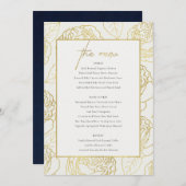 LUXE NAVY IMITATS GOLD WHITE ELEGANT ROSE FLORAL M MENÜKARTE (Vorne/Hinten)