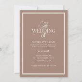 Luxe Neutral Mocha Taupe | RSVP QR-Code Hochzeit Einladung (Vorderseite)