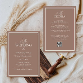 Luxe Neutral Mocha Taupe | RSVP QR-Code Hochzeit Einladung