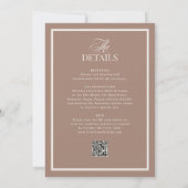 Luxe Neutral Mocha Taupe | RSVP QR Code Wedding Einladung (Rückseite)