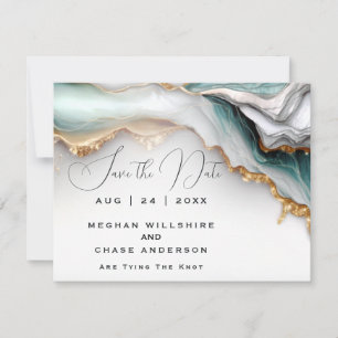 Luxe Opal Aquamarin Gold Fluid Alcohol Ink Einladung