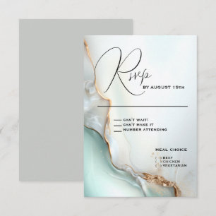 Luxe Opal Aquamarin Gold Fluid Alcohol Ink RSVP Karte