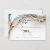 Luxe Opal Aquamarin Gold Fluid Alcohol Ink RSVP Karte (Vorderseite)