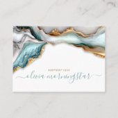 Luxe Opal Aquamarin Gold Fluid Alcohol Ink Visitenkarte (Vorderseite)