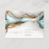 Luxe Opal Aquamarin Gold Fluid Alcohol Ink Visitenkarte (Rückseite)