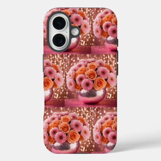 Luxe Orange Blume iPhone 16 Fall Case-Mate iPhone Hülle (Rückseite)