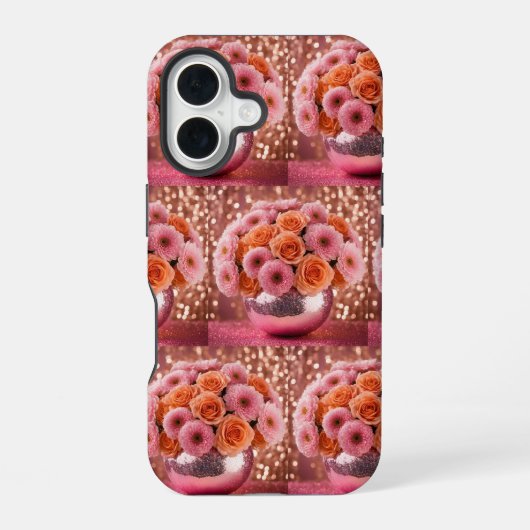 Luxe Orange Flowers iPhone 16 Hülle (Rückseite)