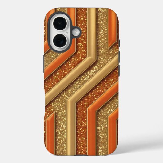 Luxe Orange Glitzer Gold Glitzer iPhone 16 Fall Case-Mate iPhone Hülle (Rückseite)