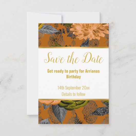 LUXE ORANGE GOLD WHITE RESPONSE RSVP CARD KARTE (Vorderseite)