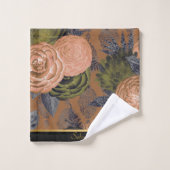 LUXE ORANGE PEACH BLACK FLORAL TOWEL SET (Waschlappen)