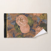 LUXE ORANGE PEACH BLACK FLORAL TOWEL SET (Handtuch)