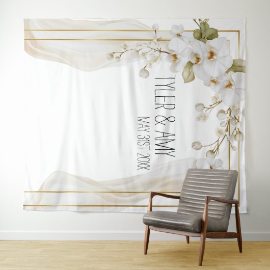 Luxe Orchid Elegance Wedding Backdrop Wandteppich (Beispiel (Horizontal))