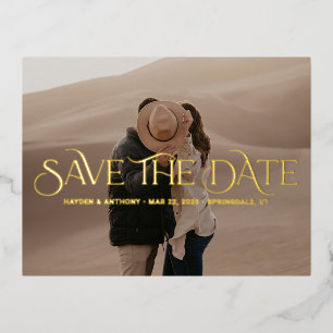 Luxe Overlay FOIL Wedding Save the Date Postcard Folie Einladungspostkarte