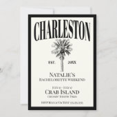 Luxe Palm Trees Charleston Coastal Bachelorette Einladung (Vorderseite)