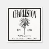 Luxe Palm Trees Charleston Coastal Bachelorette Serviette (Vorderseite)