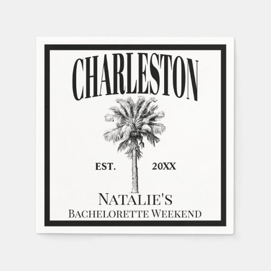 Luxe Palm Trees Charleston Coastal Bachelorette Serviette (Vorderseite)