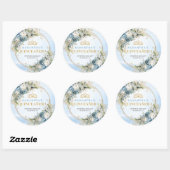 Luxe Pastel Blue Gold Greenery Quinceañera Sticker (Blatt)
