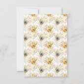 LUXE PEACOCK FEATHER GOLD SAVE THE DATE RSVP KARTE (Rückseite)