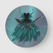 Luxe Pearl Decor | Aqua Mint Green Fairy Wing Gown Runde Wanduhr (Vorderseite)
