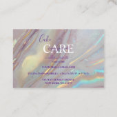 Luxe Pearl Marble Aesthetic Cake Care Visitenkarte (Rückseite)