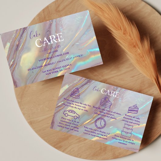 Luxe Pearl Marble Aesthetic Cake Care Visitenkarte