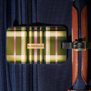 Luxe Personalisiert Olive Green, Gold & Pink Karie Gepäckanhänger
