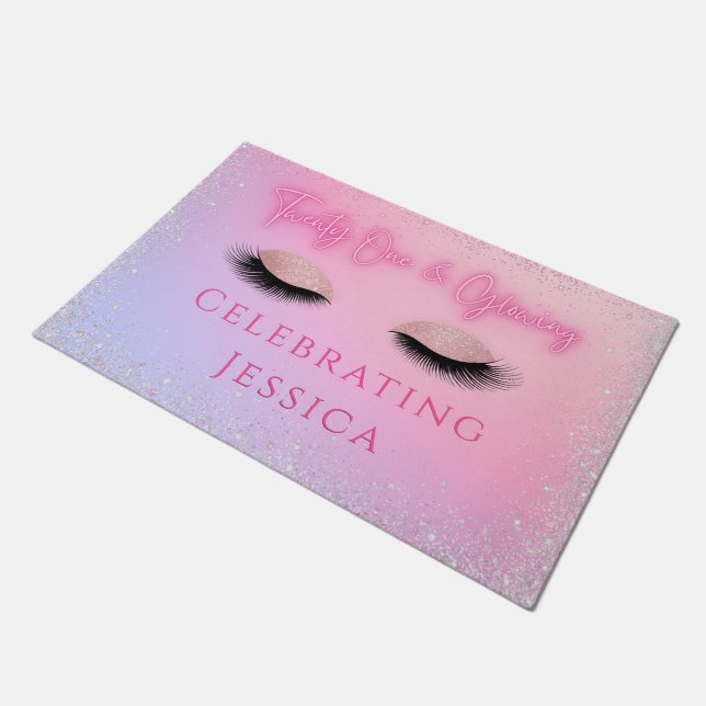 Luxe Pink 21 & 21. Geburtstag Fußmatte (Schrägansicht)