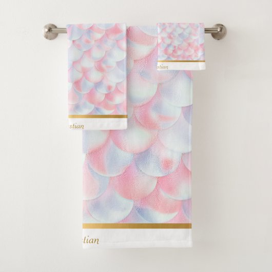 LUXE PINK BLUE MERMAID TRIM TOWEL SET (Insitu)