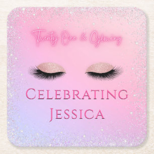 Luxe Pink Einundzwanzig & Glowing 21. Geburtstag Rechteckiger Pappuntersetzer