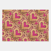 Luxe Pink Gold Hearts Valentine Wrapping Paper Geschenkpapier Set (Vorderseite 3)