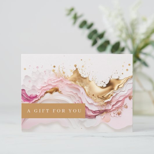 Luxe Pink Gold Splash Geschenkgutschein (Stehend Vorderseite)
