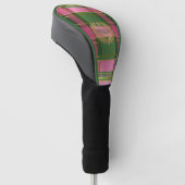 Luxe Pink Green Plaid Monogram Golf Chic Headcover (angewinkelt)