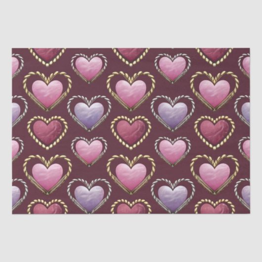 Luxe Pink Hearts Tissue Paper Set Seidenpapier (Vorderseite)