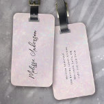 Luxe Pink Iridescent Calligraphy Gepäckanhänger<br><div class="desc">Erhöhen Sie Ihr Gepäck mit unseren personalisierten Tags</div>