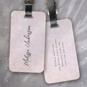 Luxe Pink Iridescent Calligraphy Gepäckanhänger
