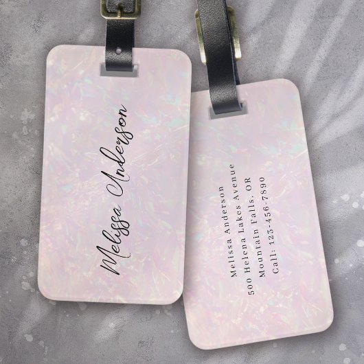 Luxe Pink Iridescent Calligraphy Gepäckanhänger