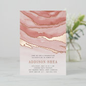 Luxe Pink Marble Graduation Party Folieneinladung (Stehend vorne)