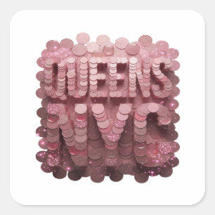 Luxe Pink QUEENS NYC Geschenk-Aufkleber Quadratischer Aufkleber
